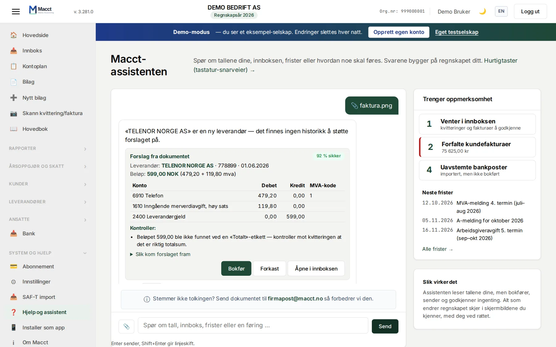 Slipp inn bilaget — få et forslag du kan godkjenne